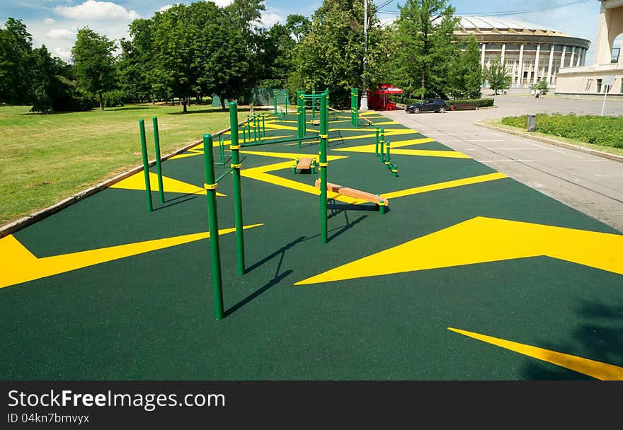 Sports gymnastic ground on the street in Luzhniki, Moscow