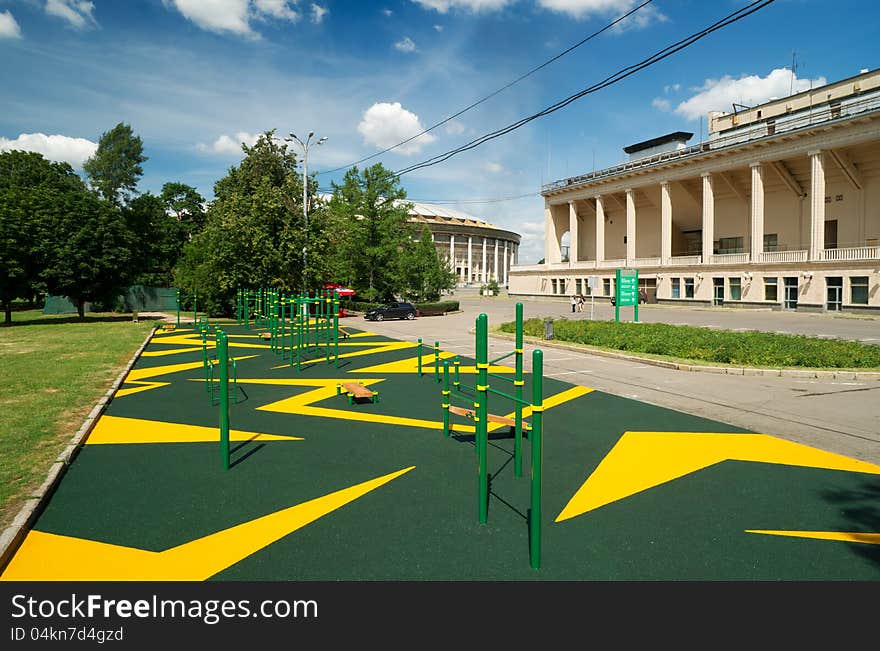 Sports gymnastic ground on the street in Luzhniki, Moscow