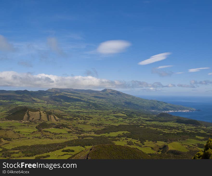 Pico Island And Ocean