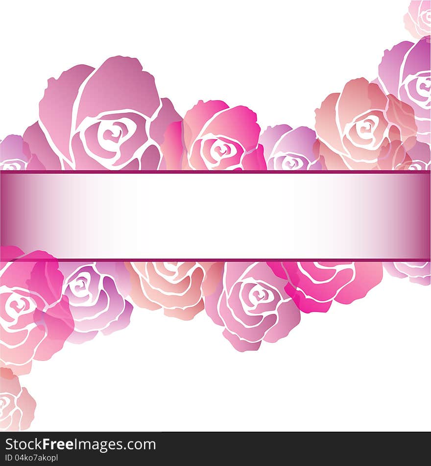 Isolated roses frame background for text. Isolated roses frame background for text