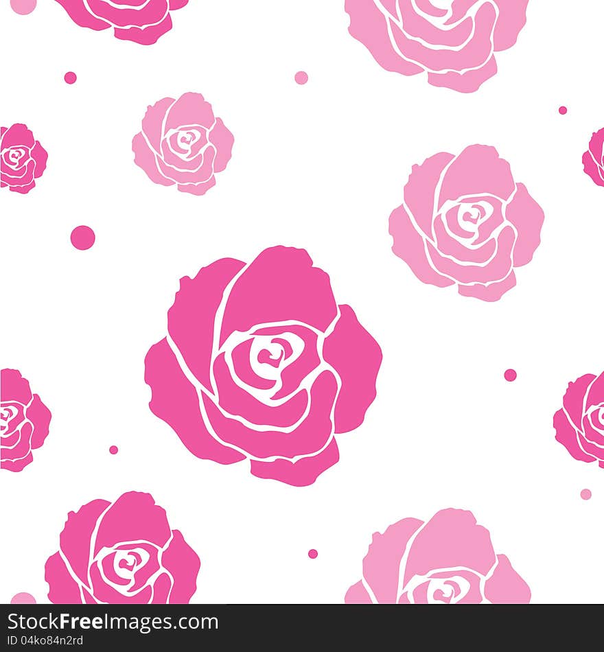 White seamless pattern with roses. White seamless pattern with roses