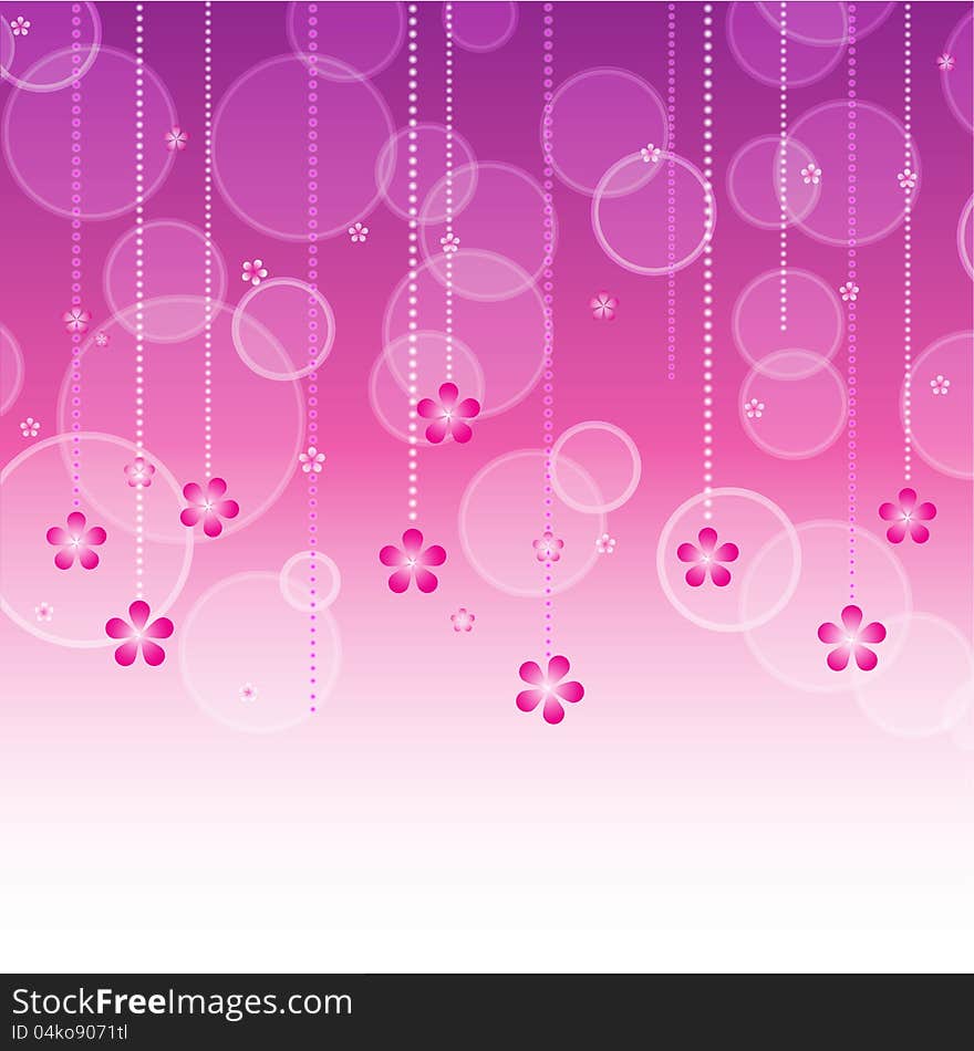 Gradient background with flowers and transparent circles. Gradient background with flowers and transparent circles