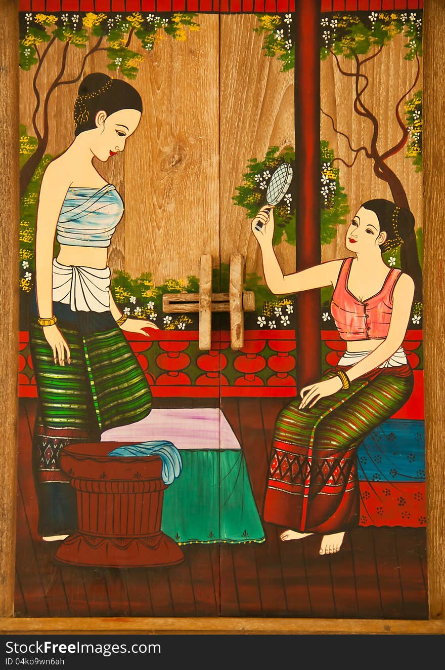 Thai painting of women.