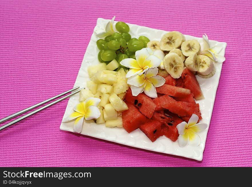 Fresh raw breakfast on pink table