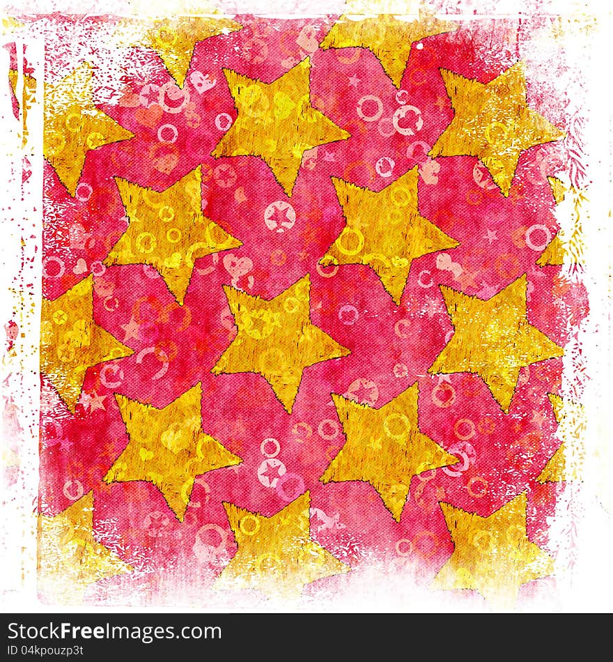 Abstract illustration of grunge stars background, texture.