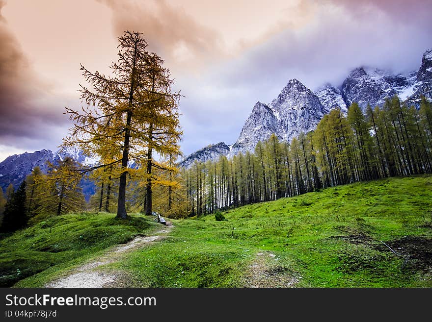 Julian Alps mountains in northern Slovenia