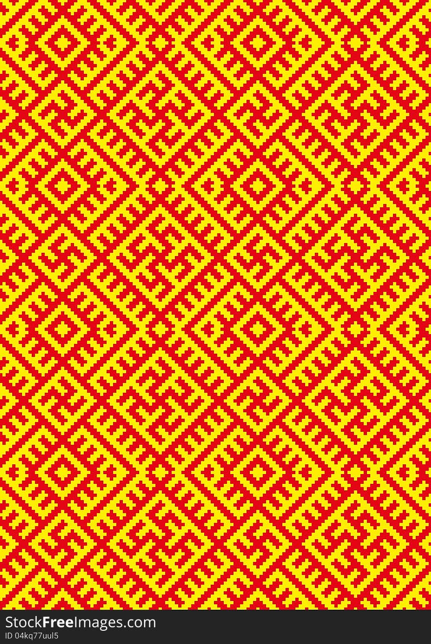 Color vector pattern of kolovrat symbol using traditional Slavic embroidery elements. Can be used as pixel-art. Color vector pattern of kolovrat symbol using traditional Slavic embroidery elements. Can be used as pixel-art.