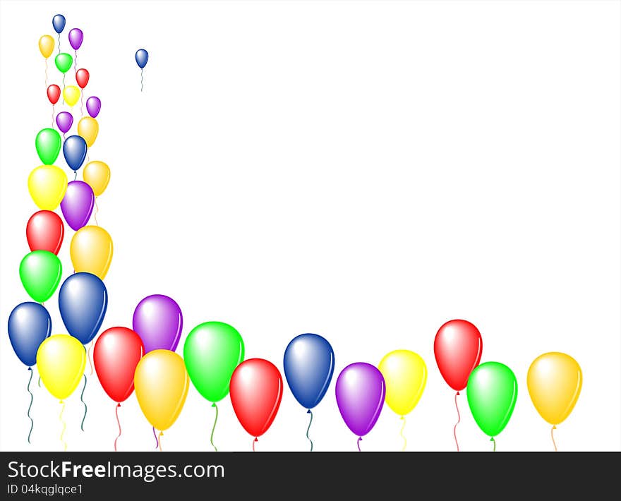 Color balloons on white background