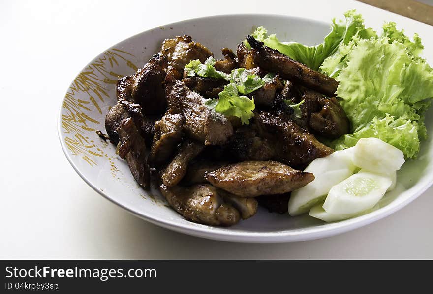 Deep fried pork with vegetable