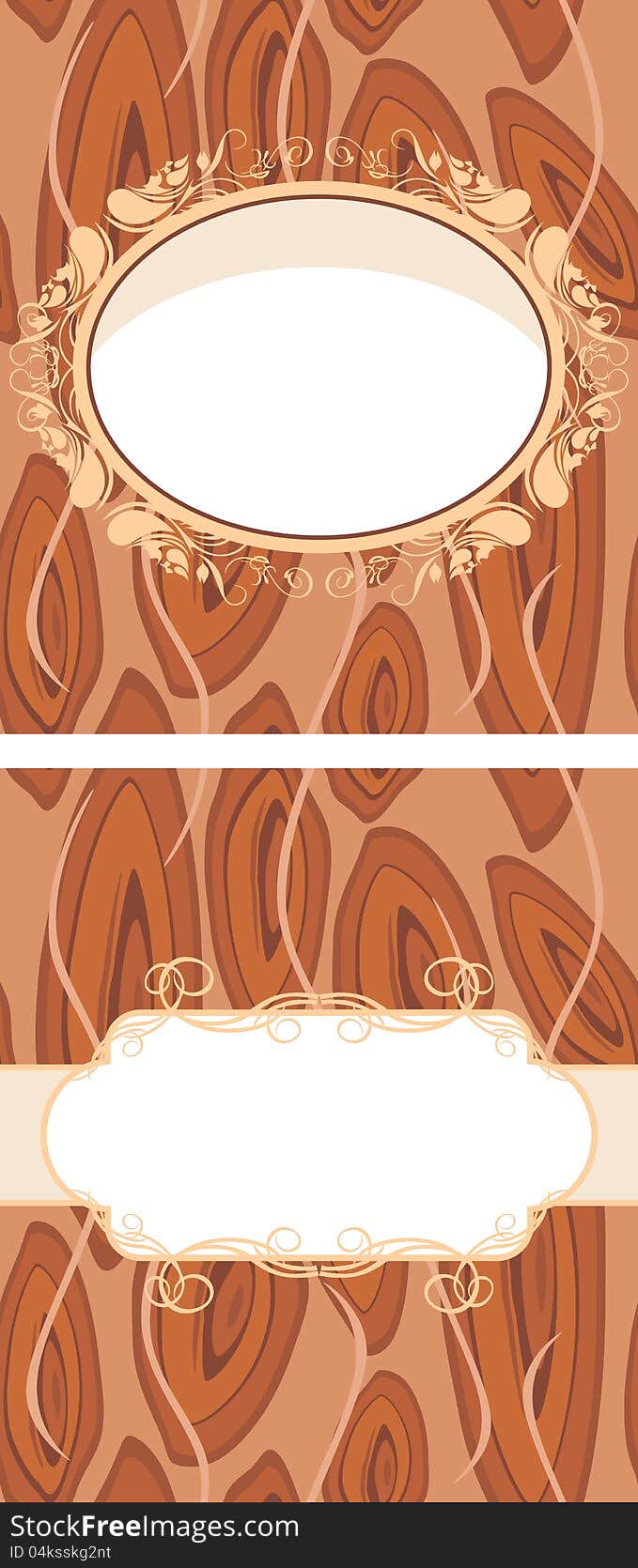 Ornamental frame on the brown abstract background