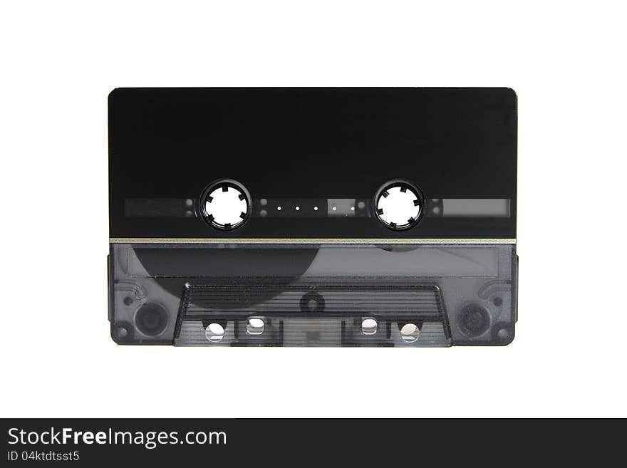 Black cassette on white background