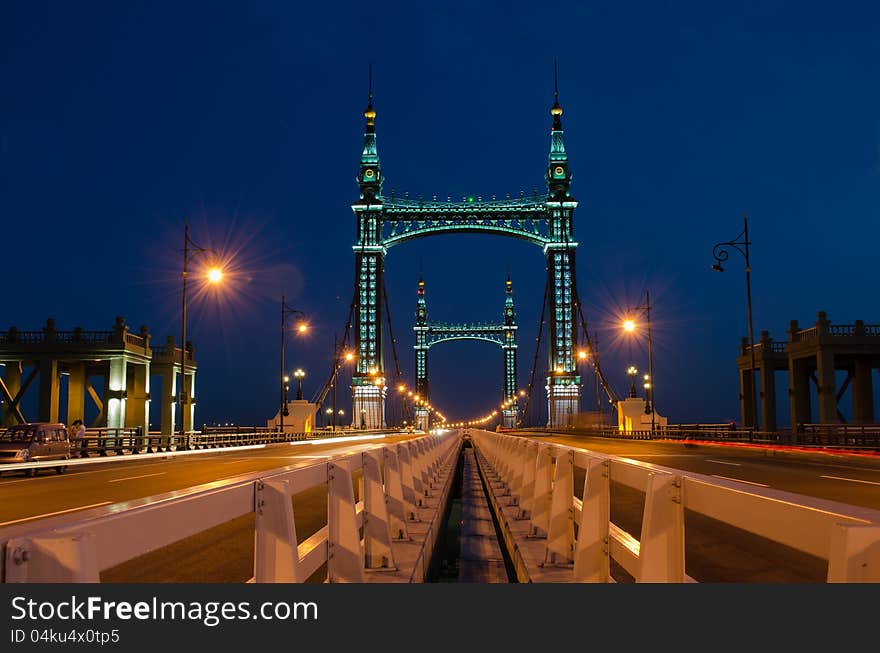 Suspension Bridge at Night