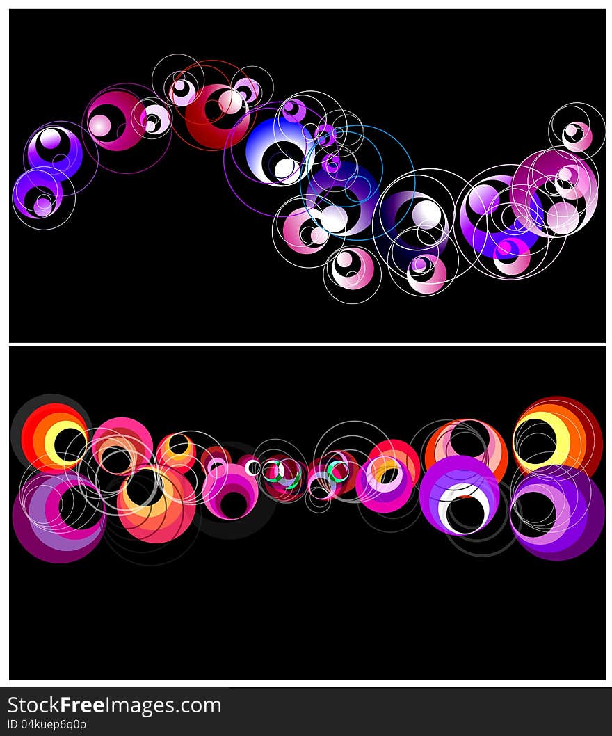 Colorful circles horizontal banner in two variants. Colorful circles horizontal banner in two variants.