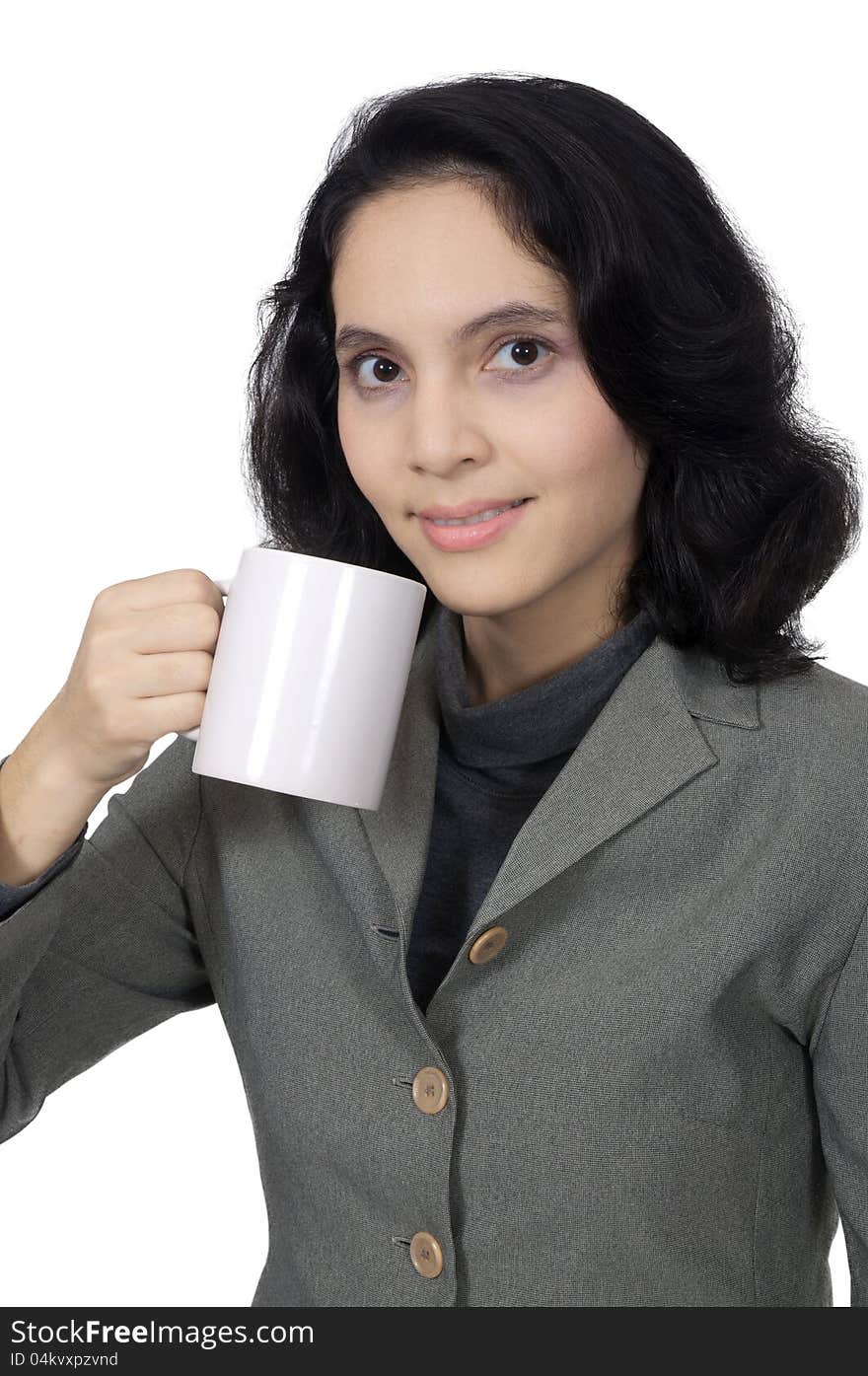 Business Woman Drink Coffee