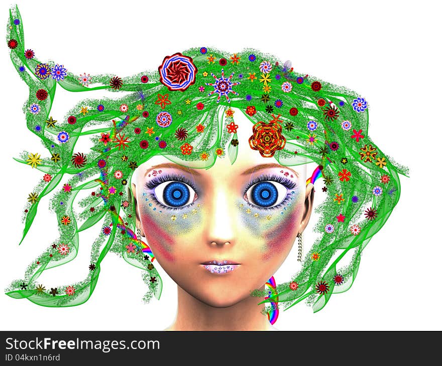 Abstract illustration of girl with floral background. Abstract illustration of girl with floral background.