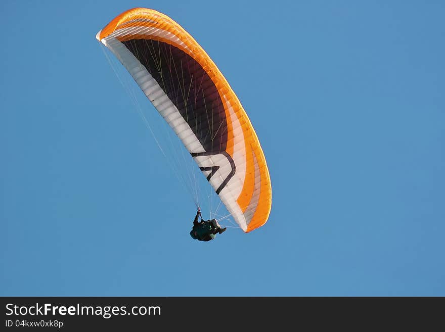 Paraglider wing or sail,  the more simpler and lighter system of free-flying  that currently exists. Paraglider wing or sail,  the more simpler and lighter system of free-flying  that currently exists