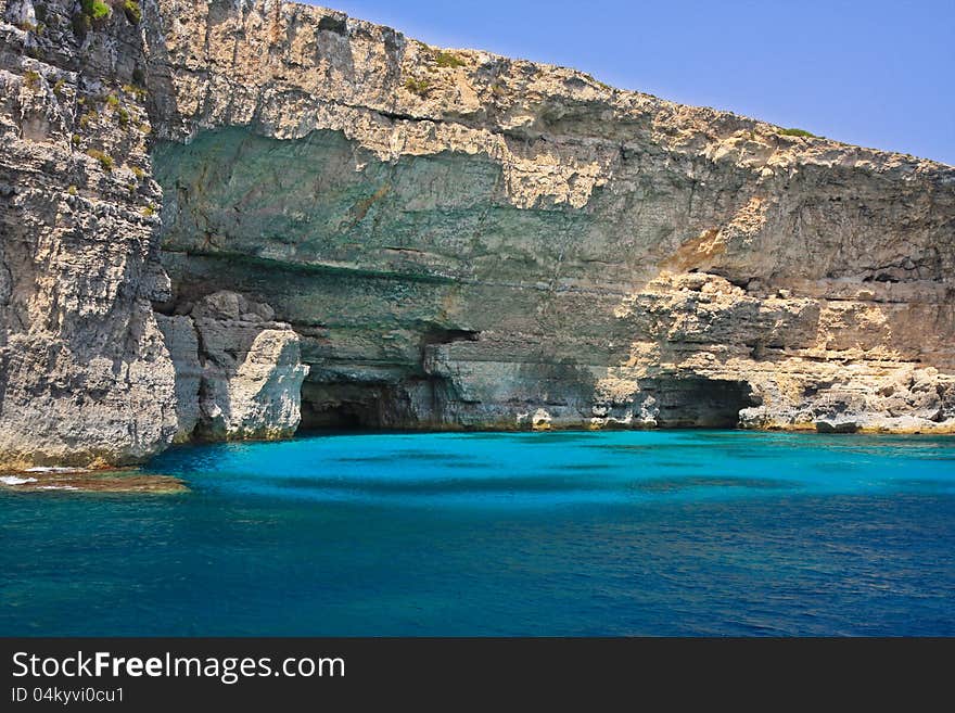 Beautiful turquoise lagoon and cliff rocks in Mediterranean Sea. Beautiful turquoise lagoon and cliff rocks in Mediterranean Sea