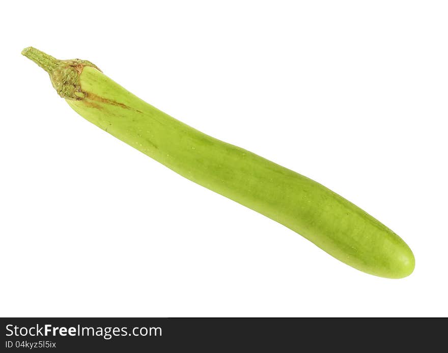 Green long egg plant isolated on white background