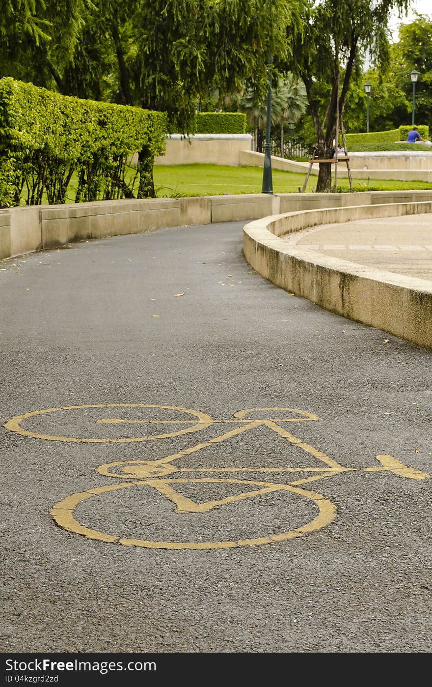 Bicycle way in the park,evening