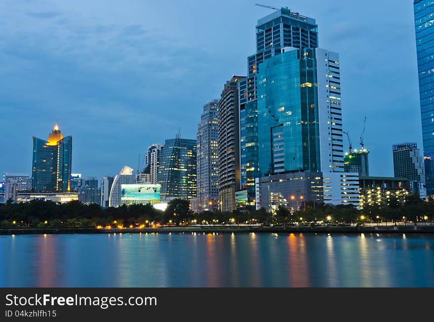 Central park at night,Bangkok,Thailand