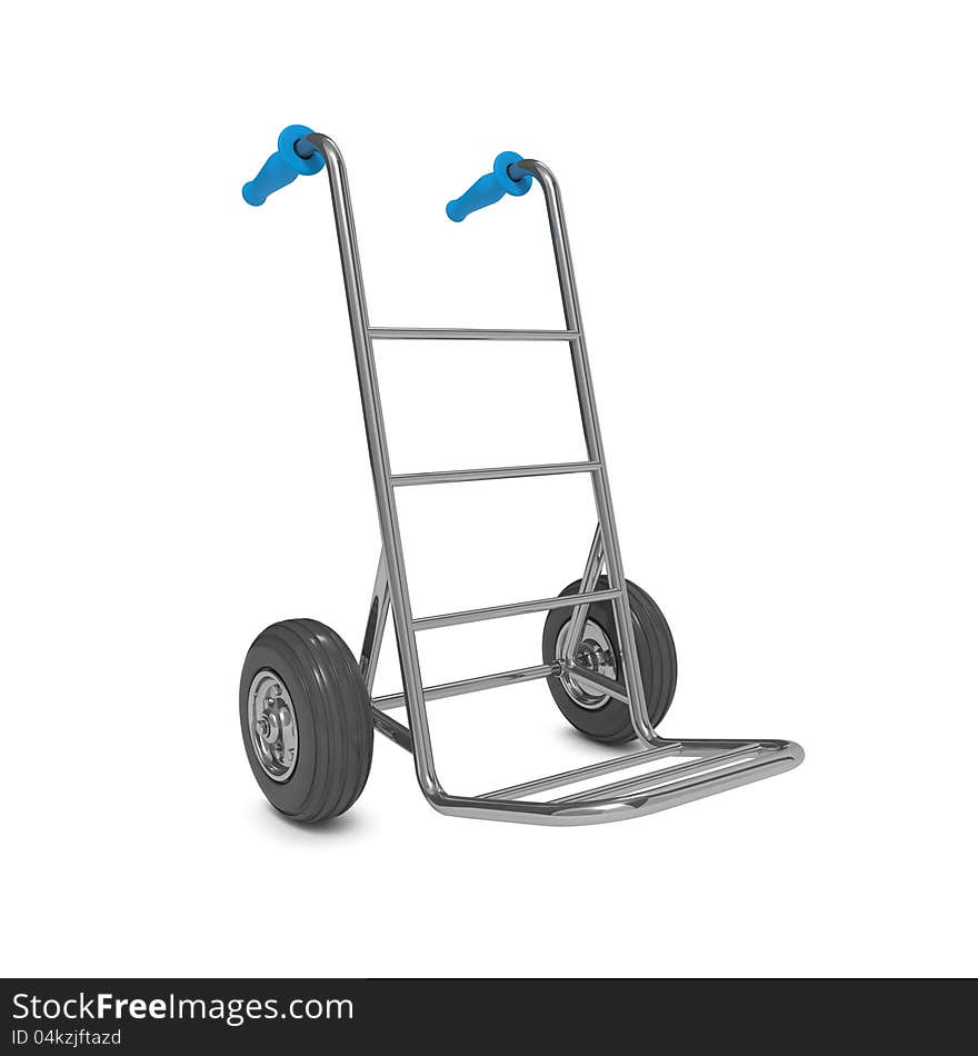 Empty Hand Truck on White Background. Free Shipping Concept.