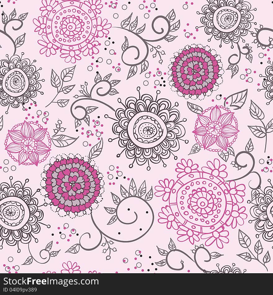 Summer Vector Seamless Background with Flowers. Summer Vector Seamless Background with Flowers