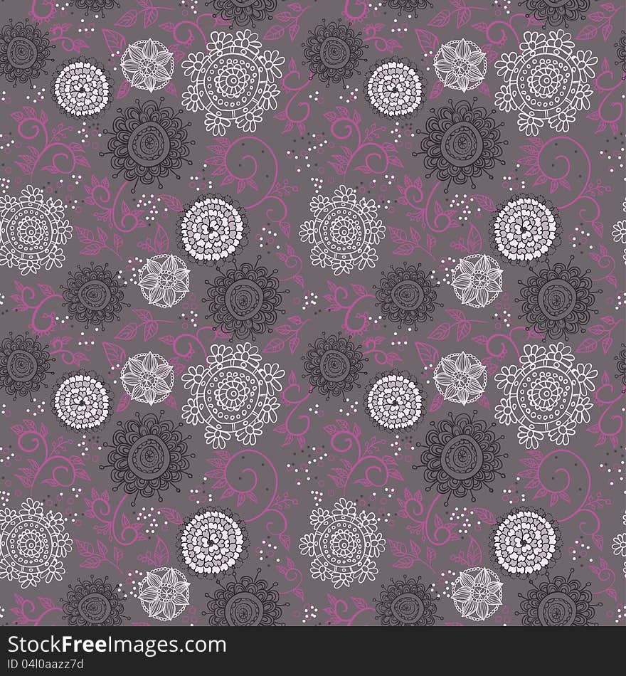 Summer Vector Seamless Background with Flowers. Summer Vector Seamless Background with Flowers