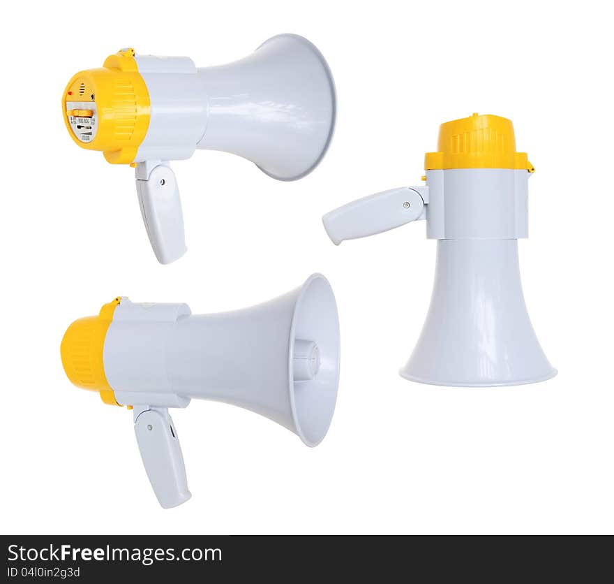 Set of megaphone on white background