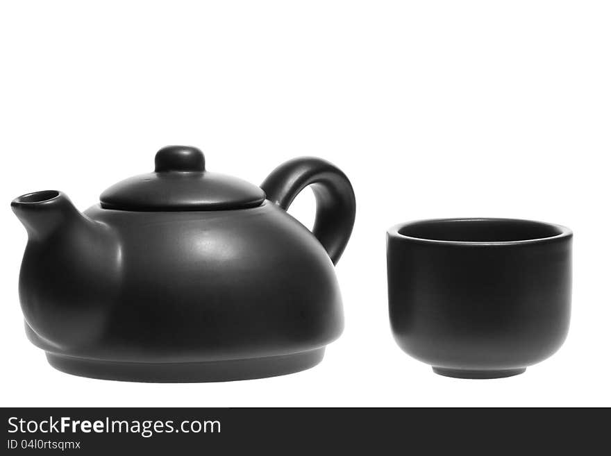 Chinese Tea Set with Teapot and cup isolated on white