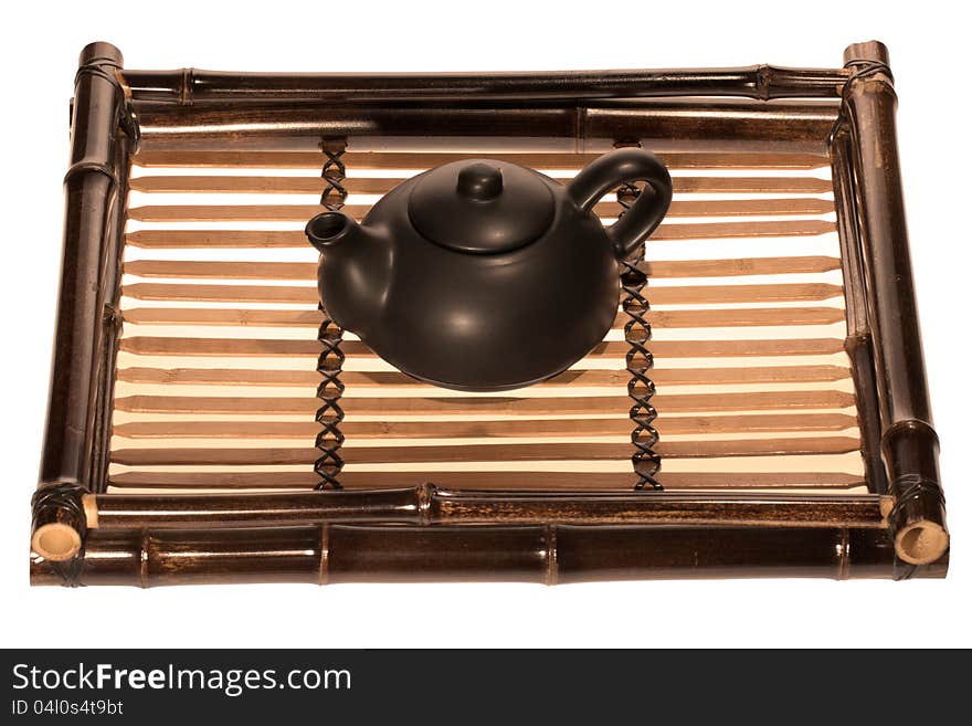 Tea tray with teapot