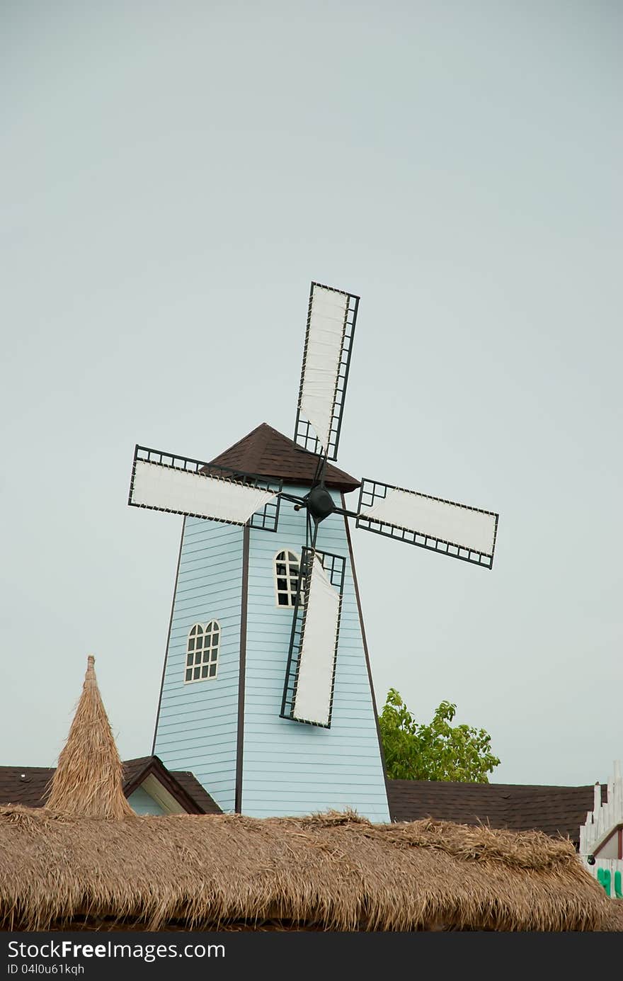 White and blue windmill