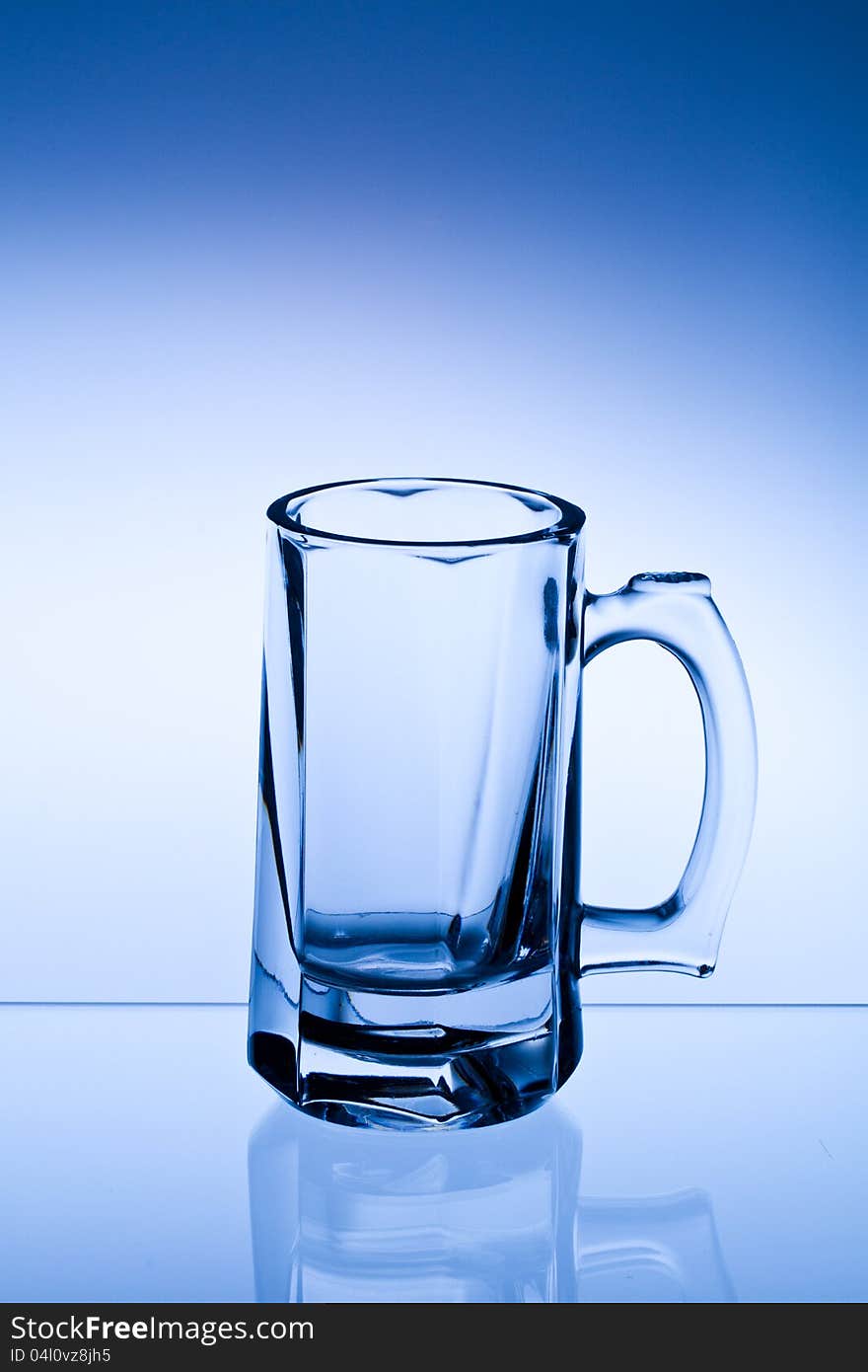 Empty glass mug for beer. Empty glass mug for beer