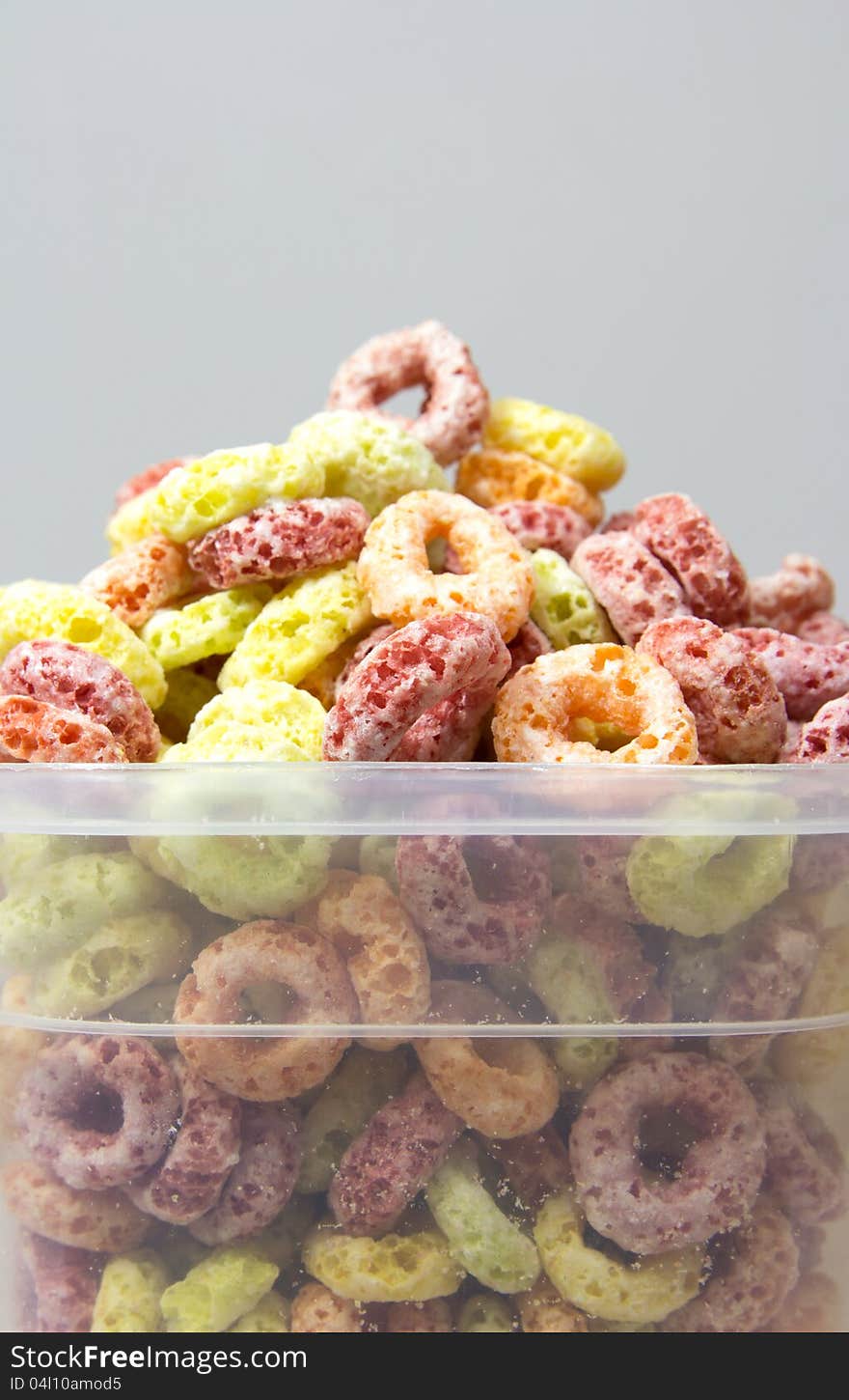 Cereal loops in box closeup set lighting