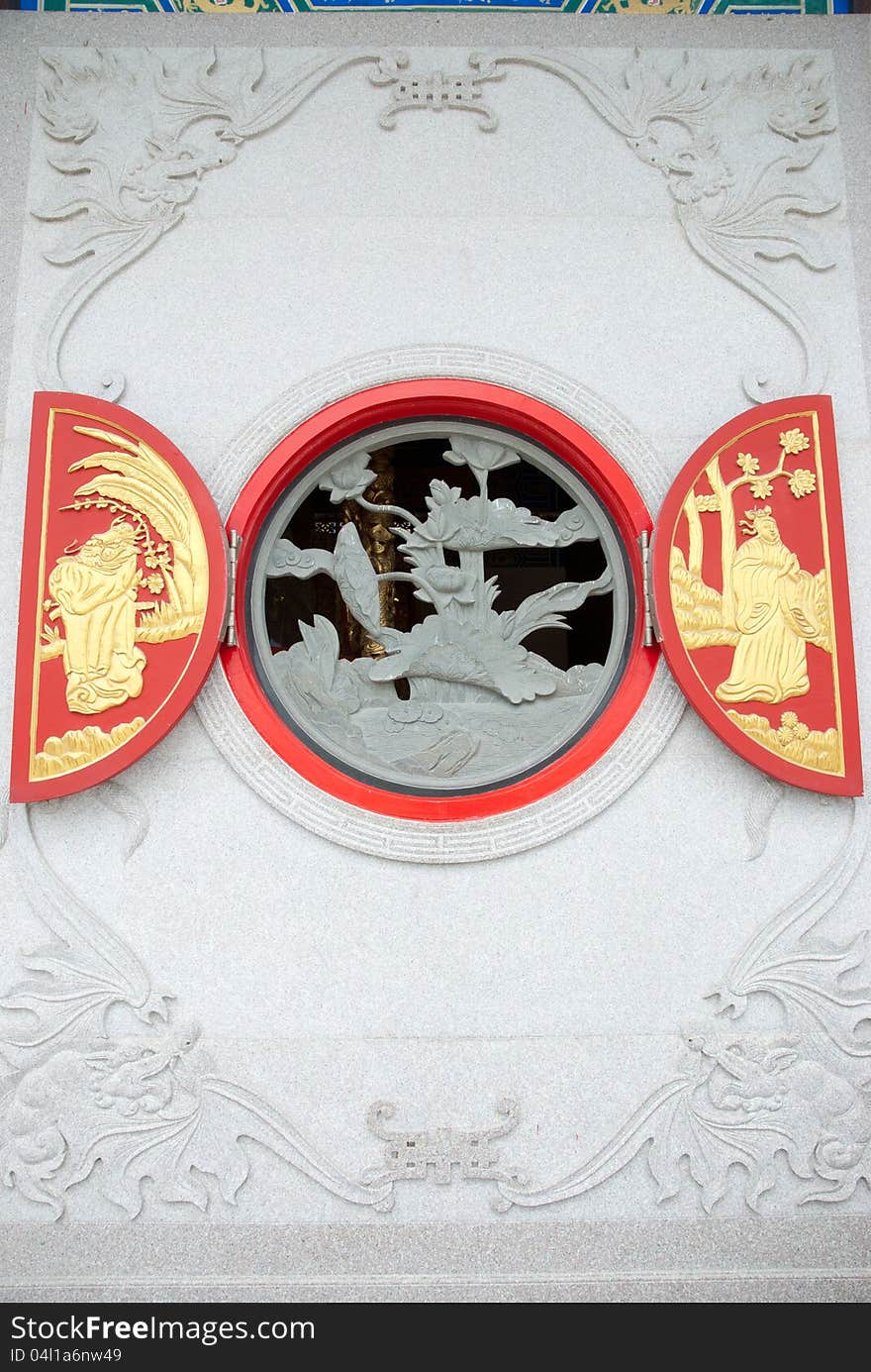 Chinese window style at Chinese temple in Bangkok,Thailand