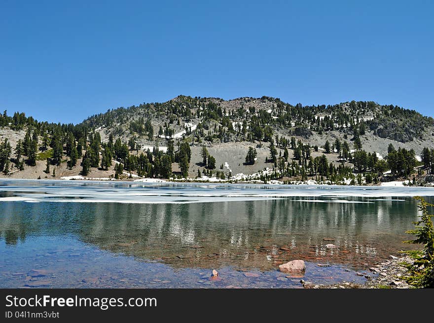 Reflective mountain lake