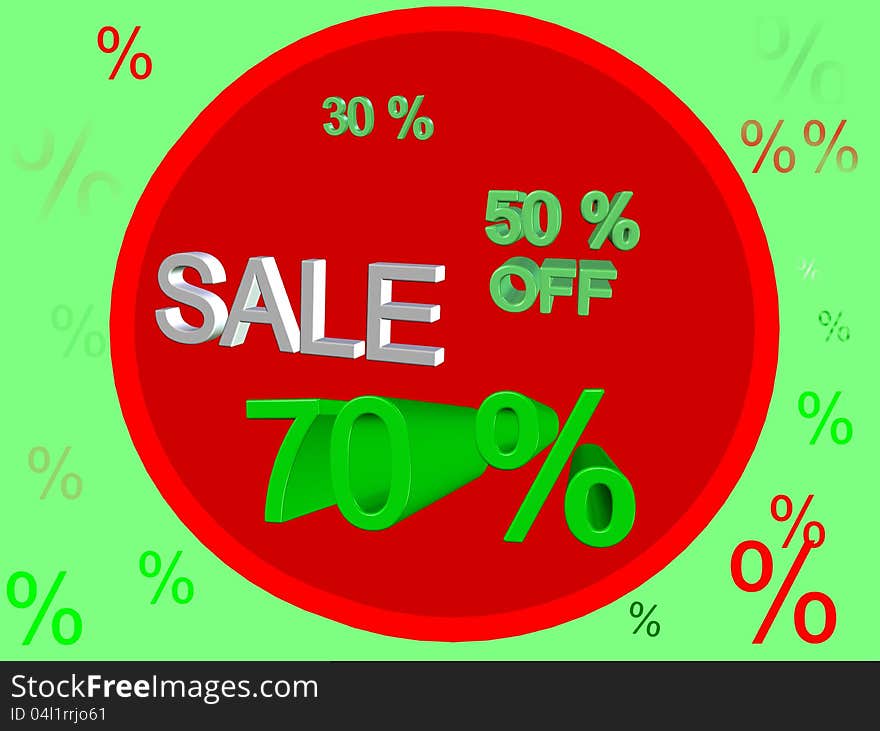 Sign sales, and 3D s, discounts, green, red and white. Sign sales, and 3D s, discounts, green, red and white.