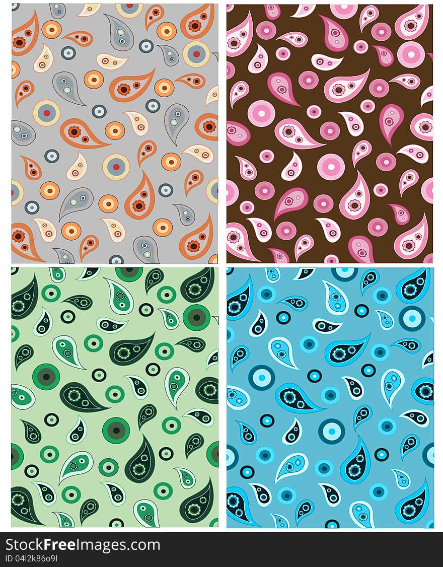 Illustration of different kind of paisley patterns. Illustration of different kind of paisley patterns