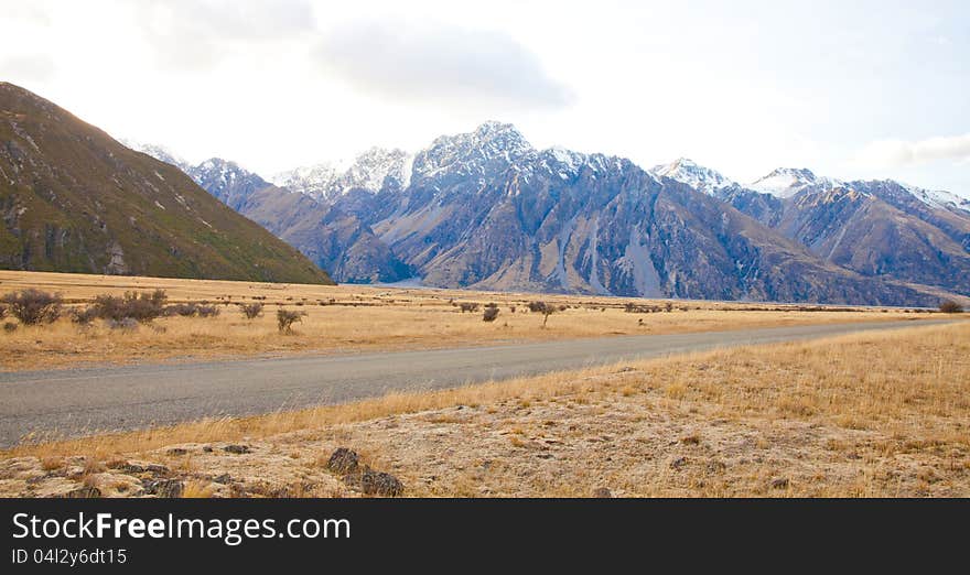 Beautiful scenery of Aoraki Mt Cook valleys in the morning time Southern Alps mountains South island New Zealand. Beautiful scenery of Aoraki Mt Cook valleys in the morning time Southern Alps mountains South island New Zealand