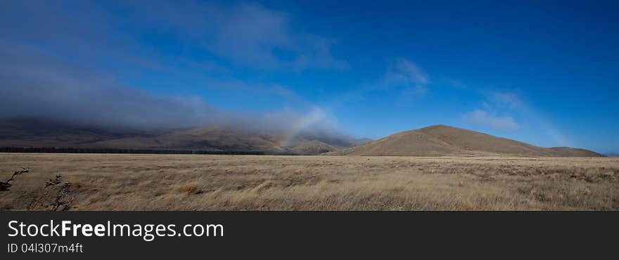 Beautiful rainbow  Burks  pass New Zealand