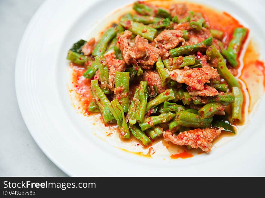 FRIED SPICY STRING BEANS WITH PORK