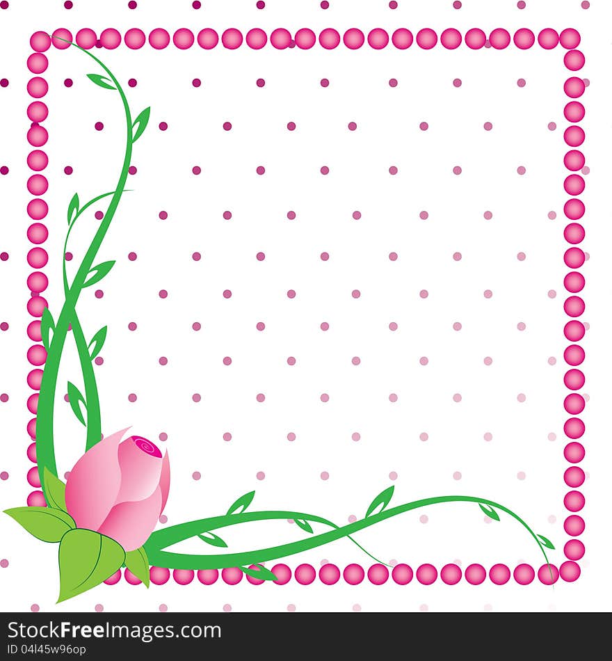 Floral White background frame with dots. Floral White background frame with dots.