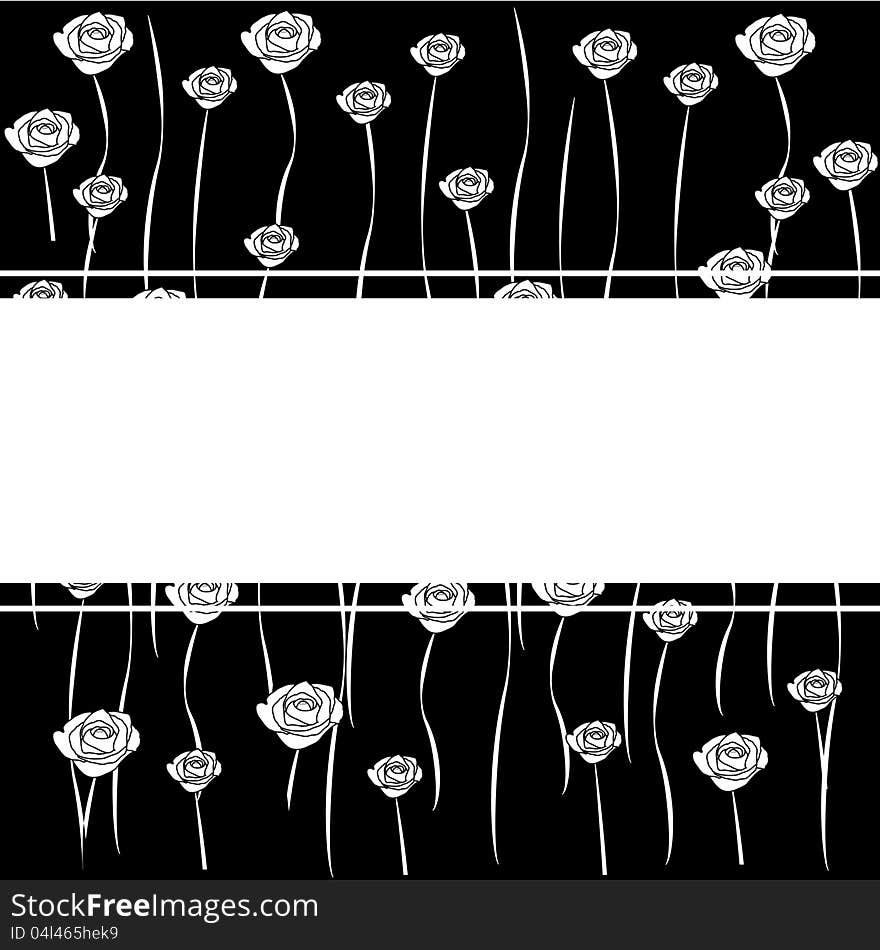 Black & white floral card background design. Black & white floral card background design