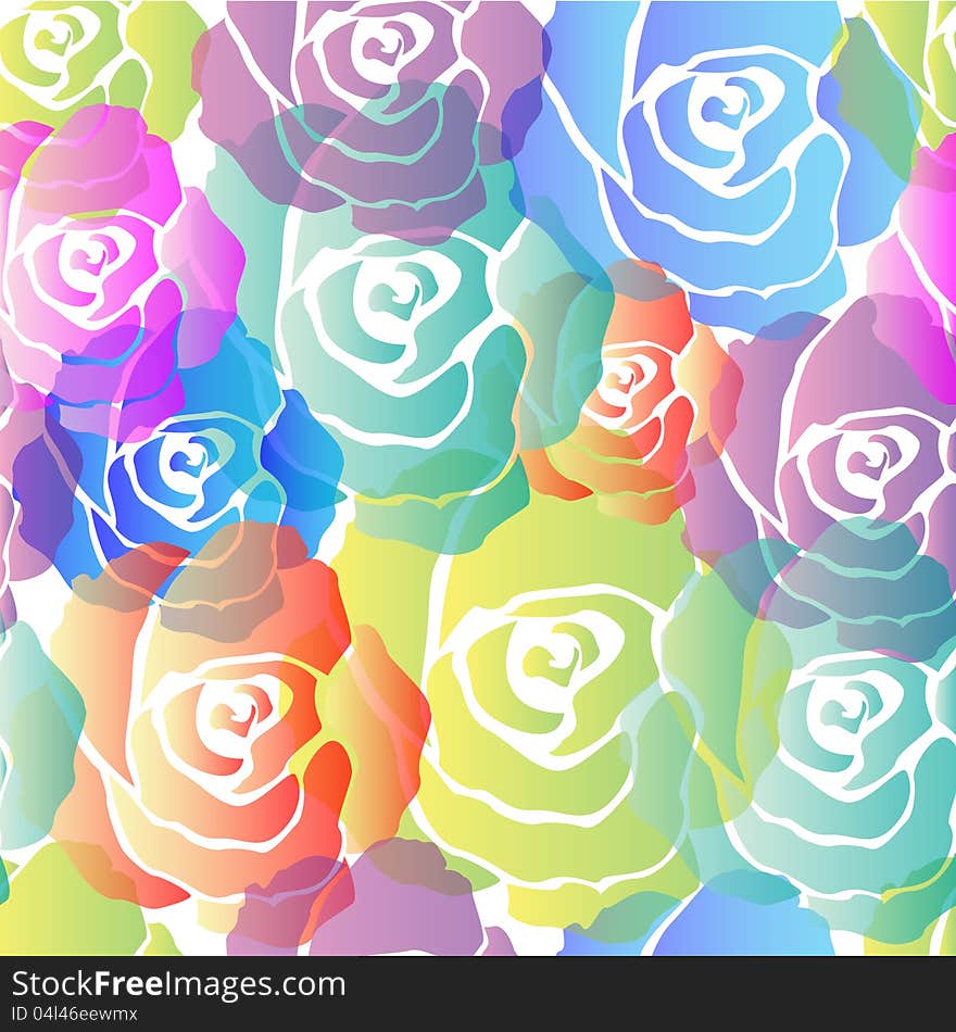 Seamless pattern of colorful roses. Seamless pattern of colorful roses