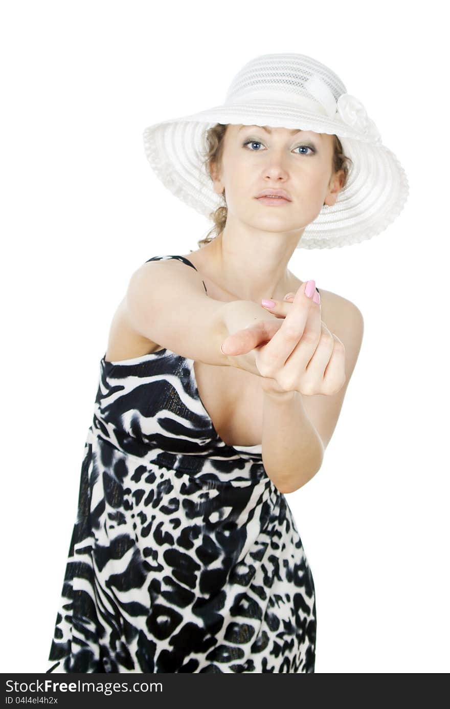 Beautiful girl in a summer hat