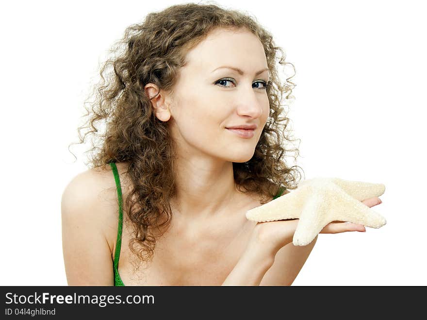 Girl holding a starfish