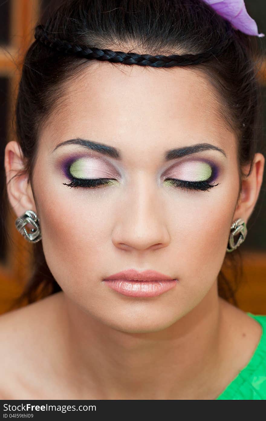 A close up portrait of a brunette beautiful girl. A close up portrait of a brunette beautiful girl