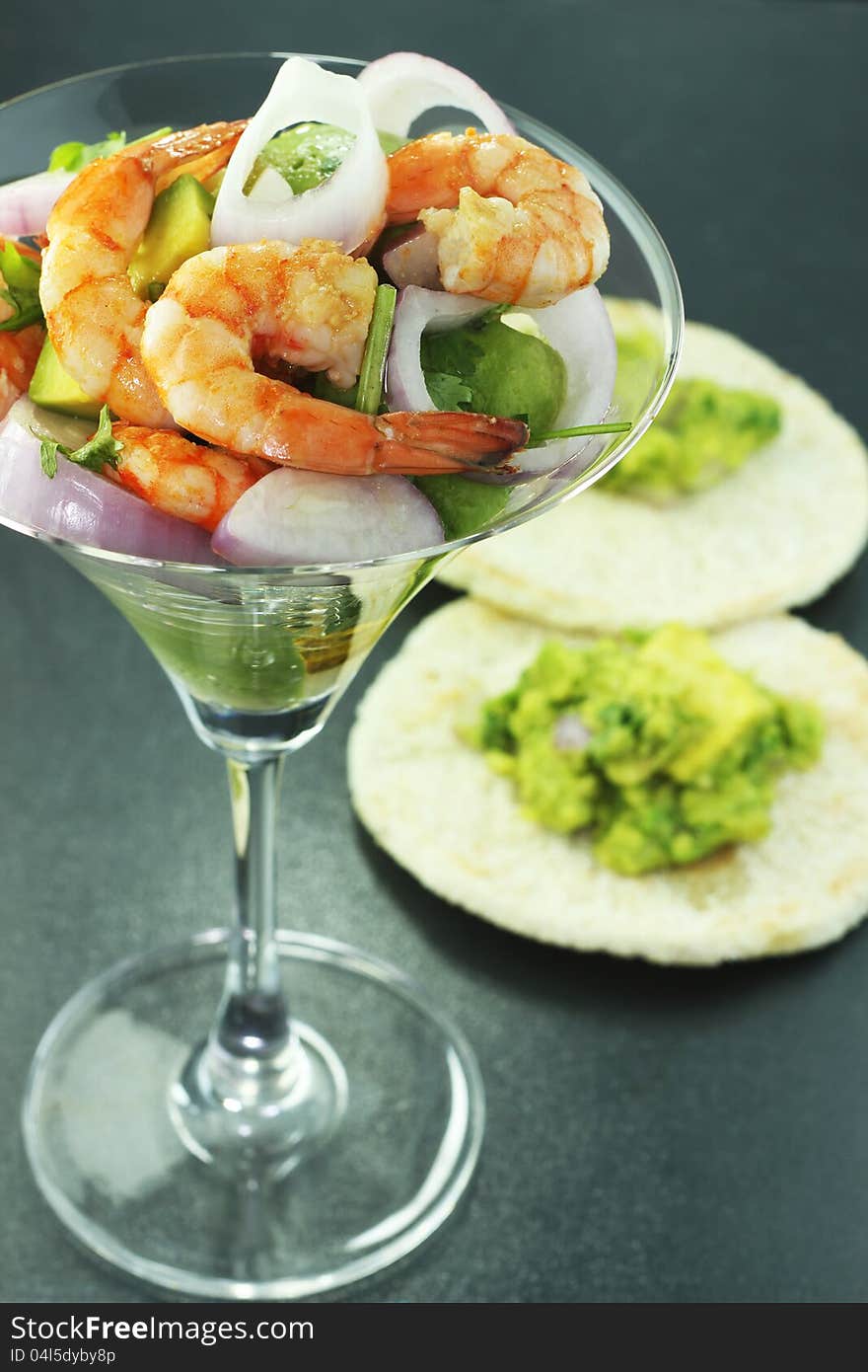 Tasty and nutritious salad of shrimp and avocado. Tasty and nutritious salad of shrimp and avocado