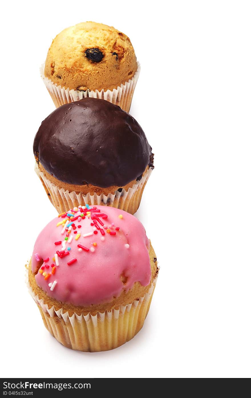 Cupcakes closeup on white background