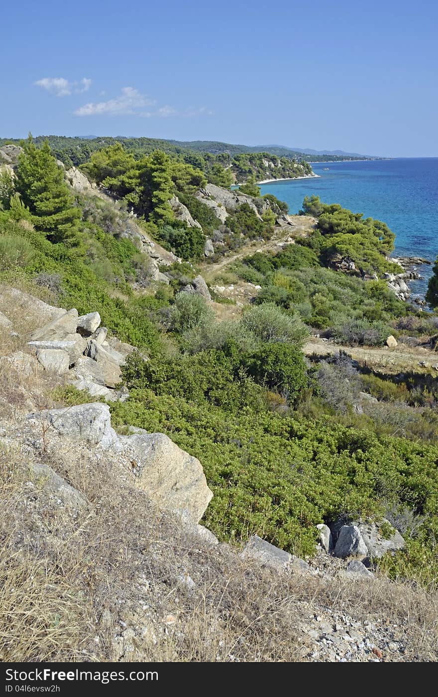 Golf beach in Sithonia peninsula of Halkidiki in Greece. Golf beach in Sithonia peninsula of Halkidiki in Greece