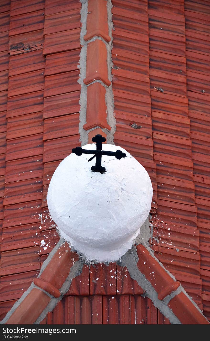 Roof with cross of a church. Roof with cross of a church